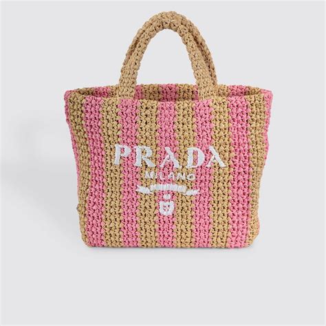 prada pink raffia|Prada raffia tote small.